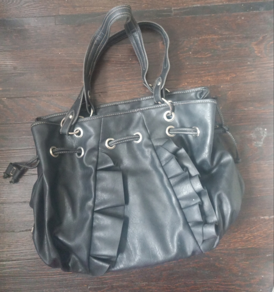 Genna de Rossi Women’s Black Top Handle Shoulderbag Purse Double Medium Zip...